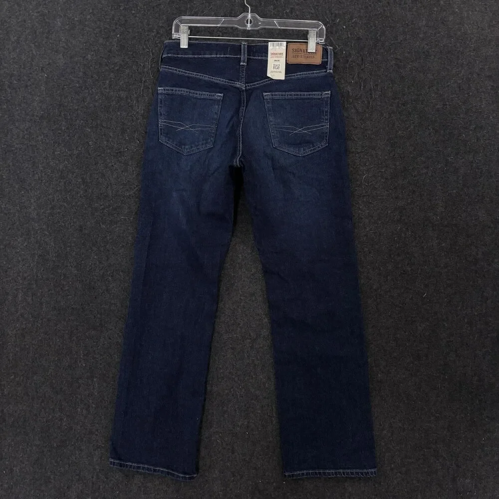 Signature Levi Strauss Jeans Men's 29x30 Blue Relaxed Straight Dark Wash Denim